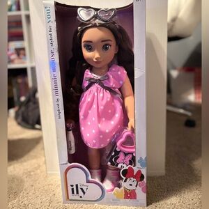 Disney Doll with Pink Polka Dot Dress and Accessories